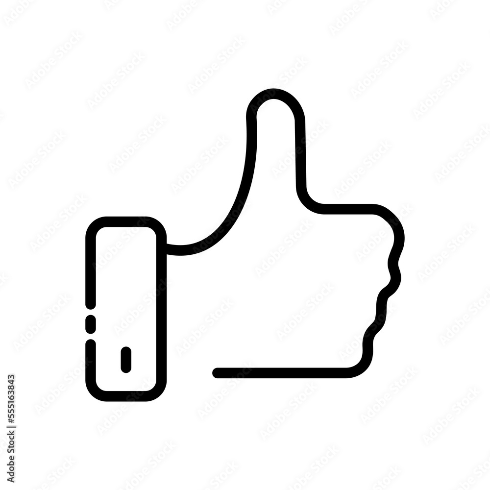 Like line icon. Thumb up, heart, communication, dialogue, chat, link, focus, reaction, notification. Communication concept. Vector black line icon on a white background Like line icon. Thumb up, heart, communication, dialogue, chat, link, focus, reaction, notification. Communication concept. Vector black line icon on a white background