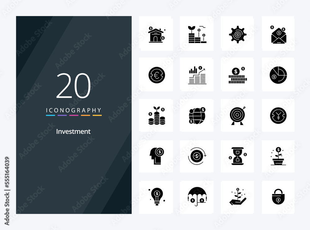 20 Investment Solid Glyph icon for presentation