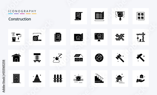 25 Construction Solid Glyph icon pack © Muhammad