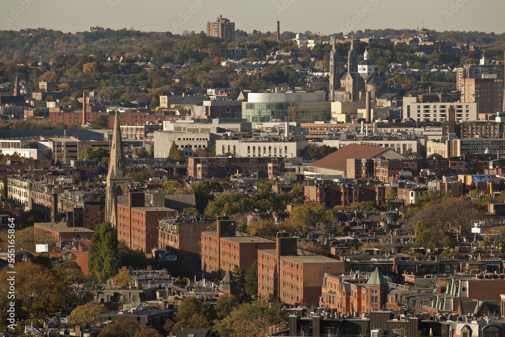 High angle view of a city, Columbus Avenue, South End, Boston, Suffolk County, Massachusetts, USA