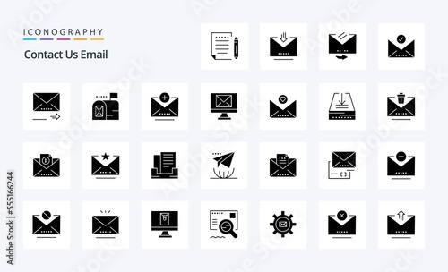 25 Email Solid Glyph icon pack