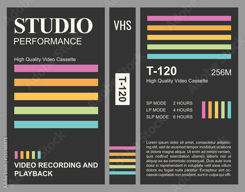 Black colorful retro style vhs cover full template