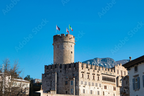 The main tower of the Buon Consiglio castle in the ancient town of Trento. photo