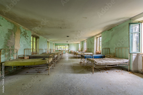 A dormitory in a dilapidated building