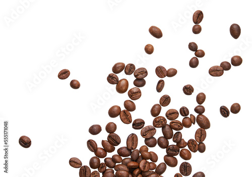 Vászonkép Coffee beans on transparent background. PNG file.
