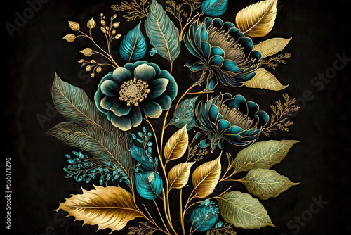 Florale Elemente Vintage Achtergrond Achtergrond Cover AI Kunst Generatieve AI Digitale ART © Korea Saii