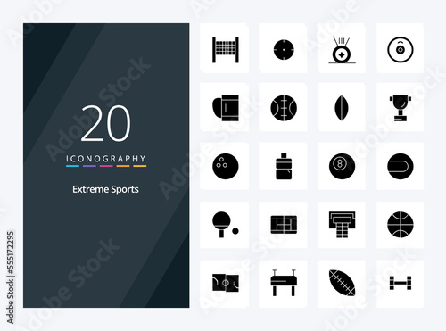 20 Sport Solid Glyph icon for presentation