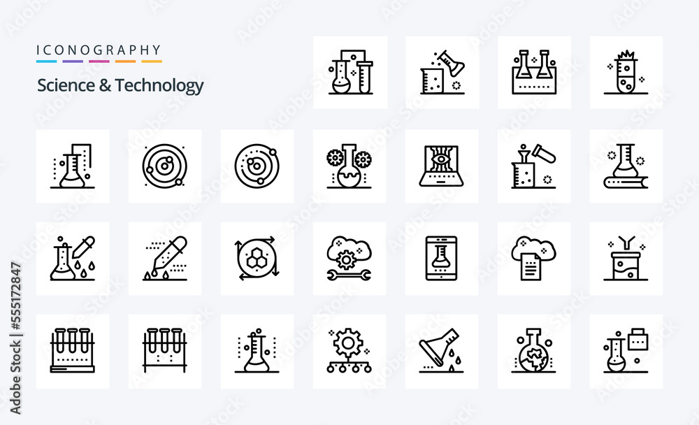 25 Science And Technology Line icon pack