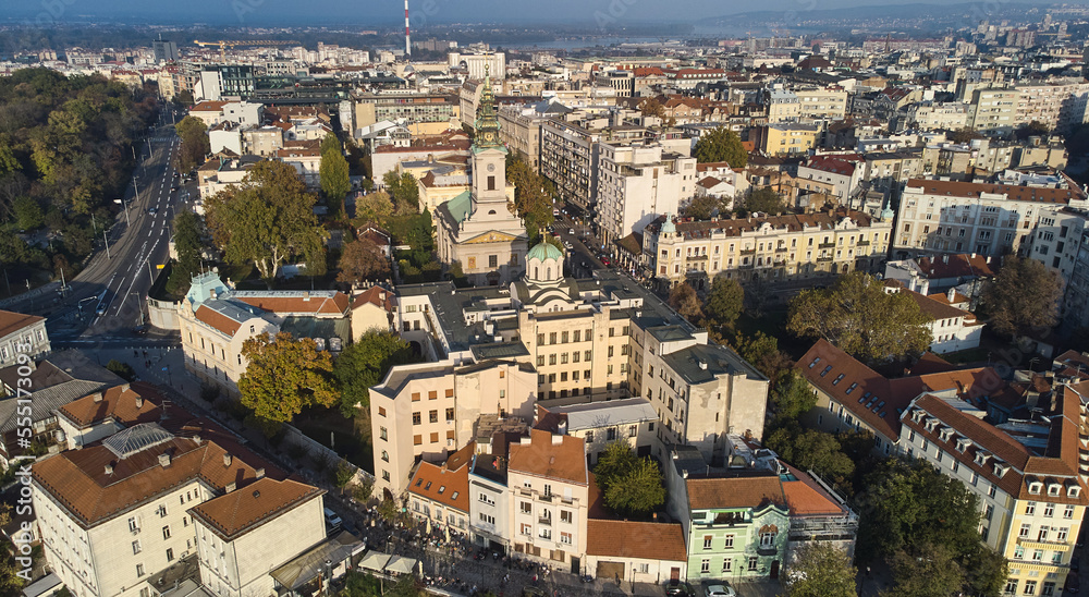 Aerial view of the old town of Belgrade. High quality photo