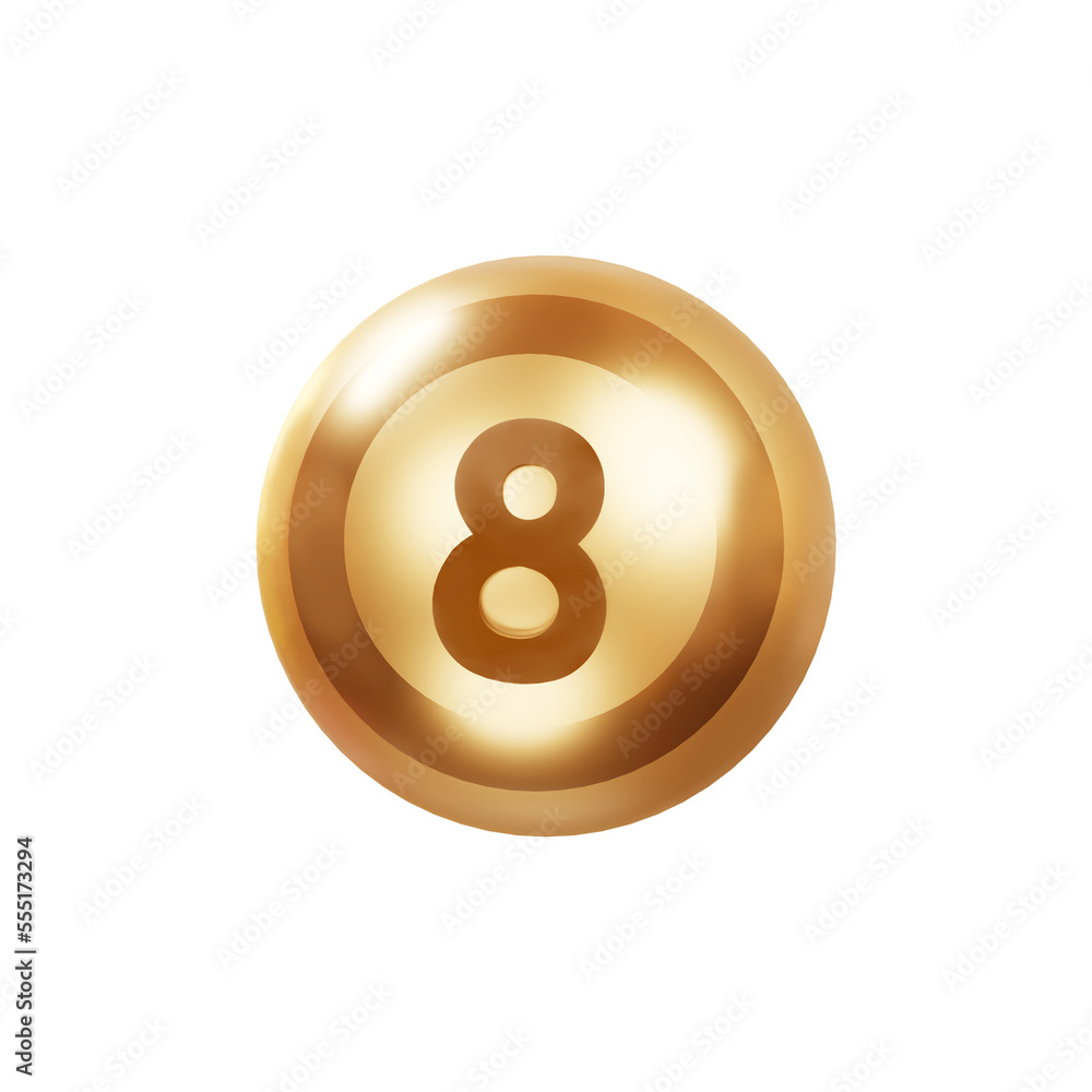 Lotto gold ball 3d rendering illustration