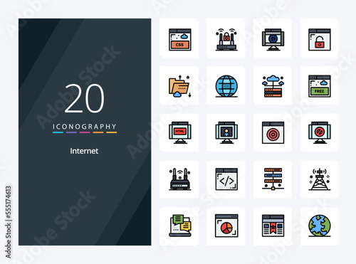 20 Internet line Filled icon for presentation