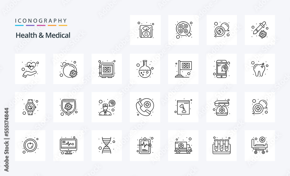 25 Health And Medical Line icon pack
