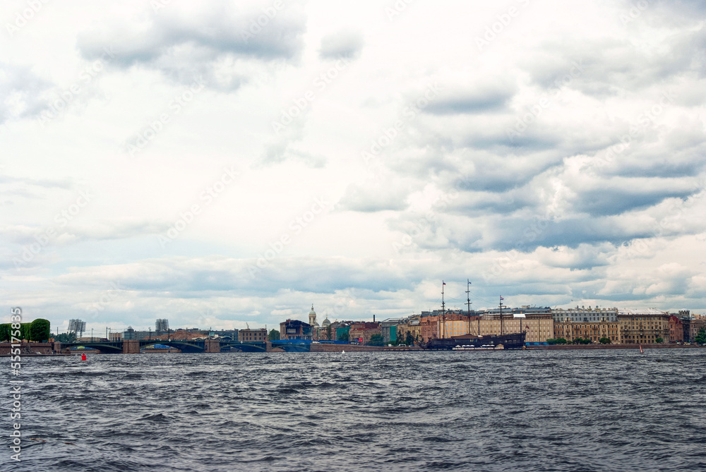 Flying Dutchman ship in St. Petersburg on river Neva Russia