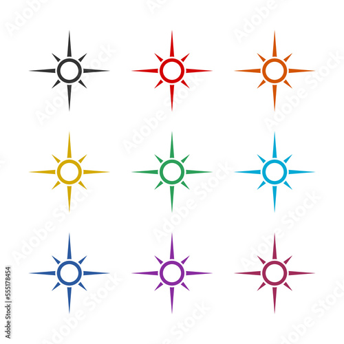 Compass logo icon isolated on white background. Set icons colorful