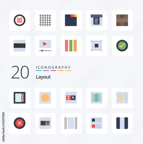 20 Layout Flat Color icon Pack like line grid search layout control