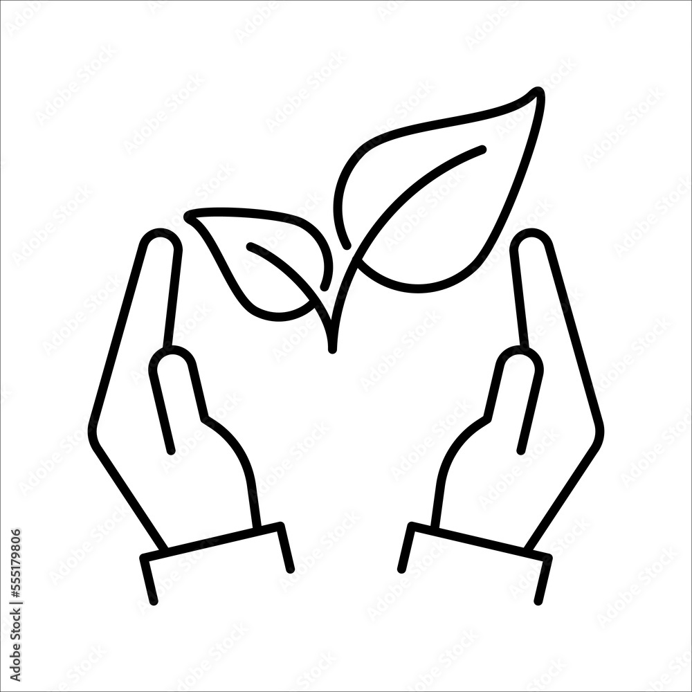 Fototapeta premium Eco friendly related thin line icon. Linear ecology icons. Environmental sustainability simple symbol. vector illustration on white background.