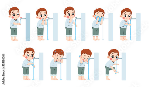 Kid Performing Wudu Islamic Ablution Step by Step