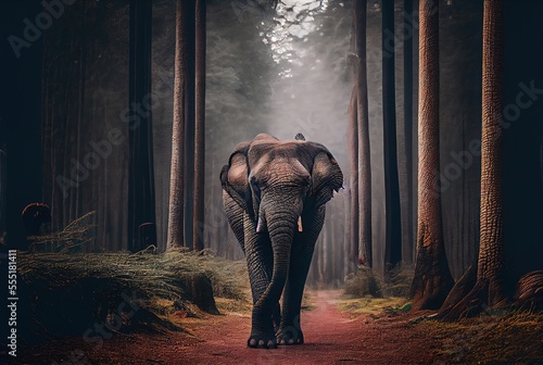 illustration of big elephant in forest