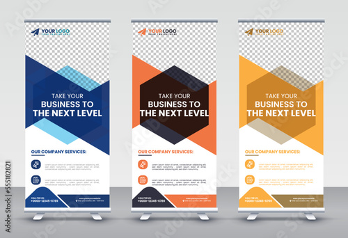 Modern Corporate rollup and X banner design templates for corporate Business, company, shop, brand and restaurant with professional creative and modern design