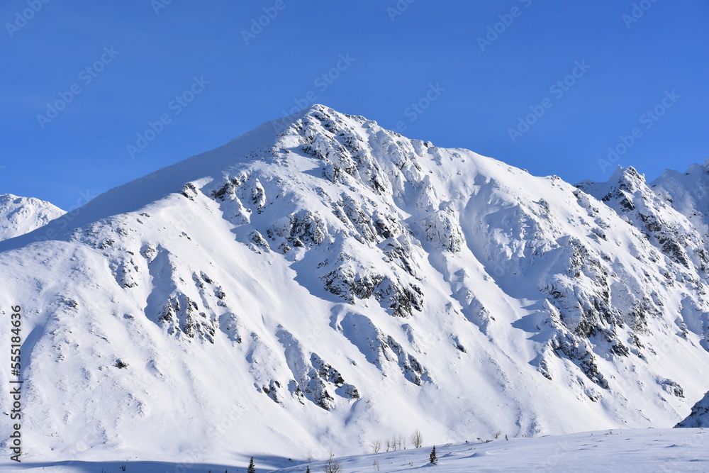 Tatry, góry, zima, śnieg, zagrożenie lawinowe, TPN, pogoda,  - obrazy, fototapety, plakaty 