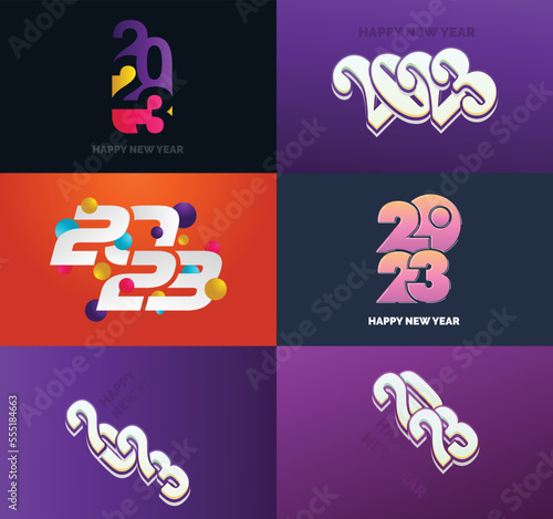 Big Collection of 2023 Happy New Year symbols Cover of business diary for 2023 with wishes © Muhammad