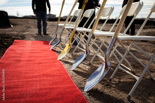 Construction ground breaking ceremony with red carpet photo