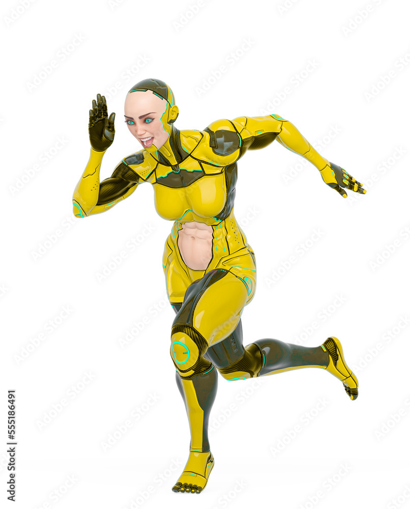 super cyborg girl is running fast like a hero super cyborg girl is running fast like a hero