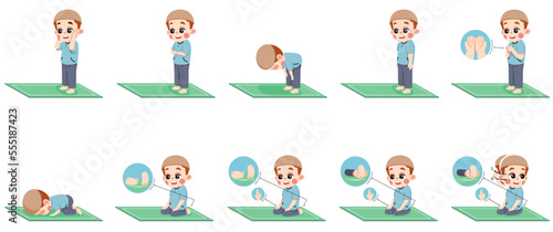 Kid Boy Performing How to Shalat Movements