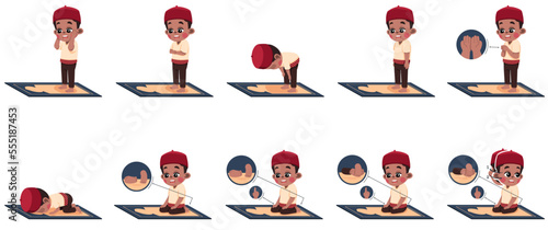 Kid Boy Performing How to Shalat Movements