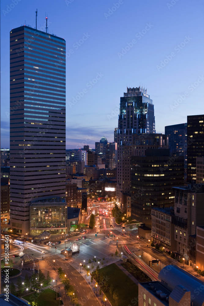 High angle view of a city at dusk, Boston, Massachusetts, USA High angle view of a city at dusk, Boston, Massachusetts, USA