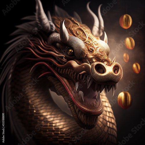 Chinese celebration dragon, generative ai © TheGoldTiger