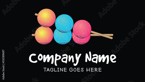 Delicious Dango Wagashi Traditional Asian Food Vector Art Illustration Logo Template