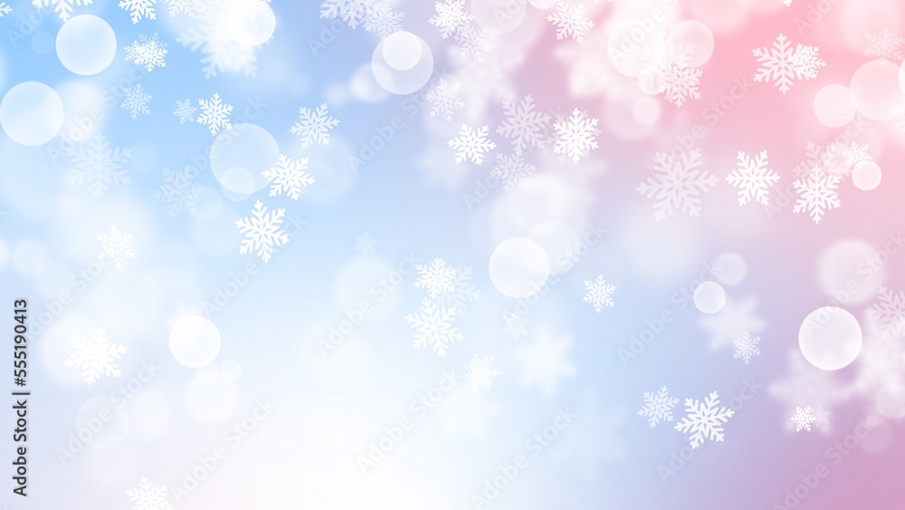 Abstract white snowflake with  bokeh on blue background    ,  illustration for concept design