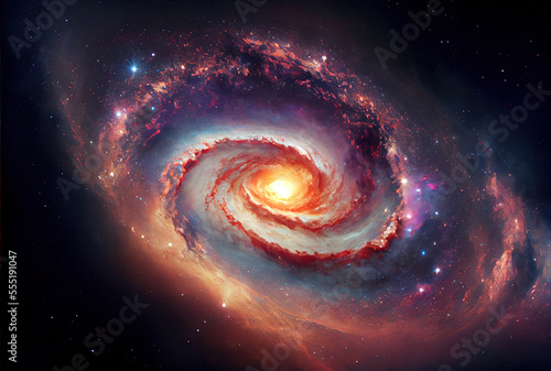 Space abstract background with milky way spiral galaxy, stars and cosmic gas