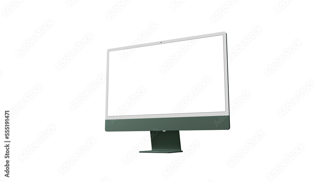 Computer display with blank white screen 3d Computer display with blank white screen 3d