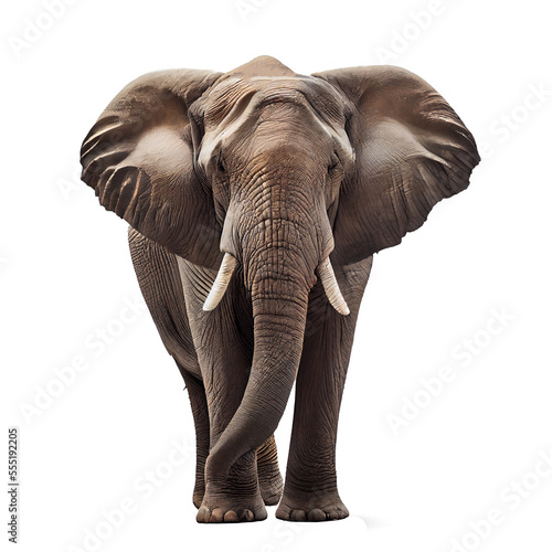 Realistic computer drawing elephant isolated on white generative AI photo