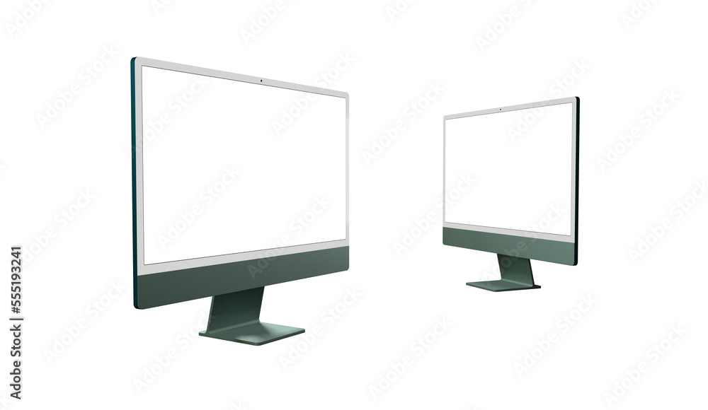 Realistic flat screen computer monitor 3de style mockup with blank screen isolated 3d Realistic flat screen computer monitor 3de style mockup with blank screen isolated 3d