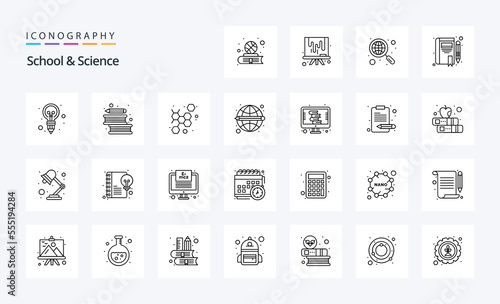 25 School And Science Line icon pack photo