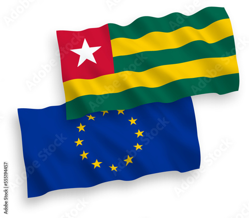 Flags of European Union and Togolese Republic on a white background