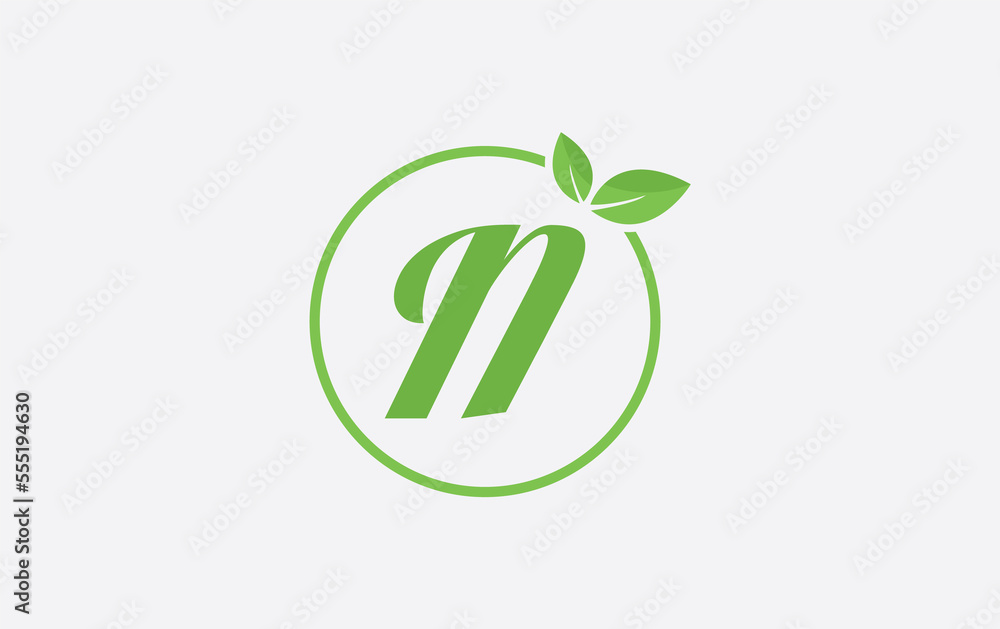 Fresh nature leaf and healthy logo design with the letter and alphabets. Green leaf and eco logo icon design Fresh nature leaf and healthy logo design with the letter and alphabets. Green leaf and eco logo icon design
