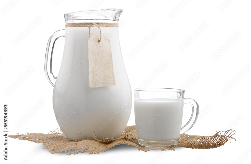Fresh organic milk in a glass jug Fresh organic milk in a glass jug