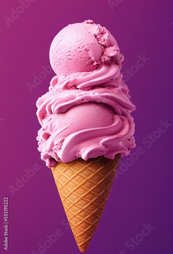 Pink Ice Cream Cone on a Pu...