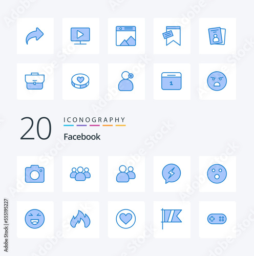 20 Facebook Blue Color icon Pack like emoji game chat sport golfball
