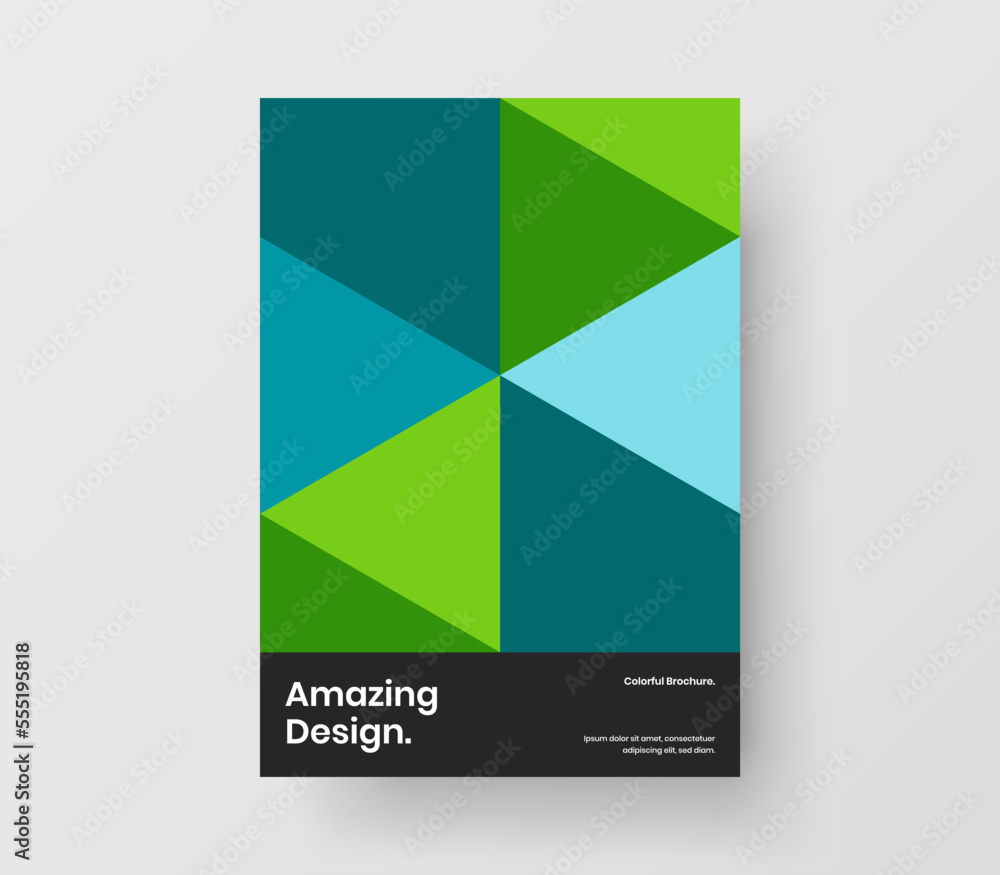 Abstract magazine cover A4 vector design template. Trendy geometric tiles presentation illustration.
