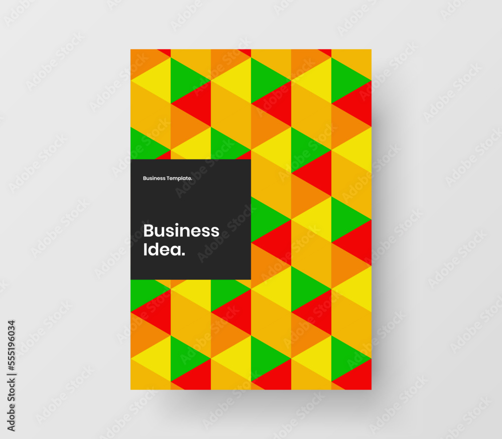 Unique mosaic hexagons corporate brochure template. Simple placard A4 design vector layout. Unique mosaic hexagons corporate brochure template. Simple placard A4 design vector layout.