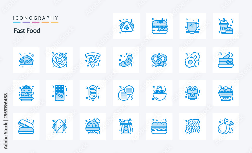 25 Fast Food Blue icon pack