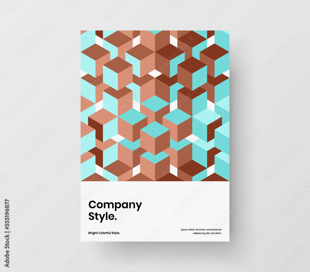 Creative mosaic pattern flyer template. Isolated annual report design vector layout.