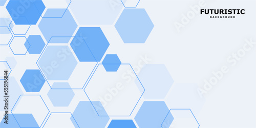 Abstract futuristic background for copy space. Modern blue banner design in high technology theme