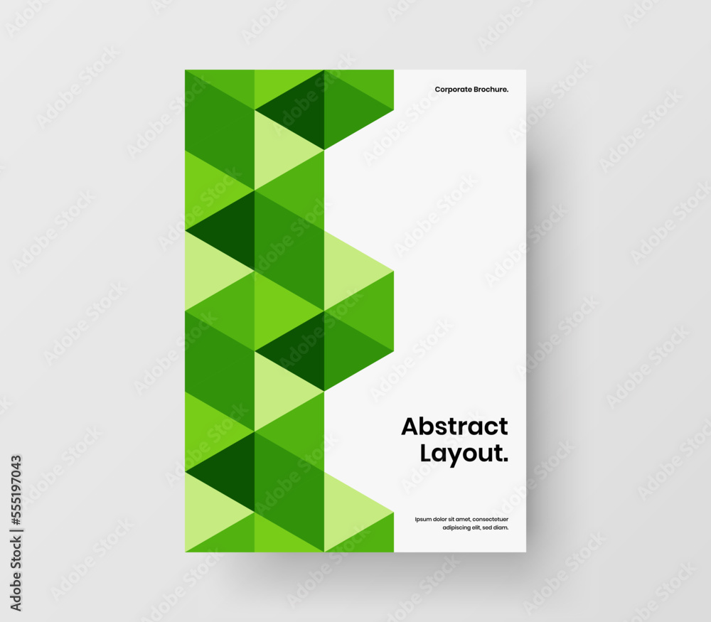 Fresh company identity A4 vector design layout. Amazing geometric hexagons journal cover illustration.