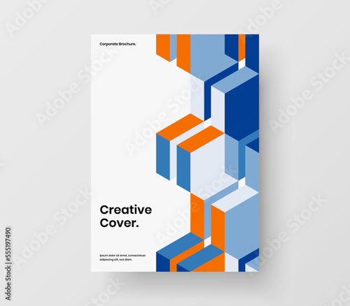 Trendy geometric shapes flyer layout. Abstract corporate identity A4 design vector illustration.